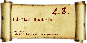 Létai Beatrix névjegykártya