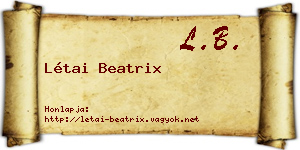 Létai Beatrix névjegykártya